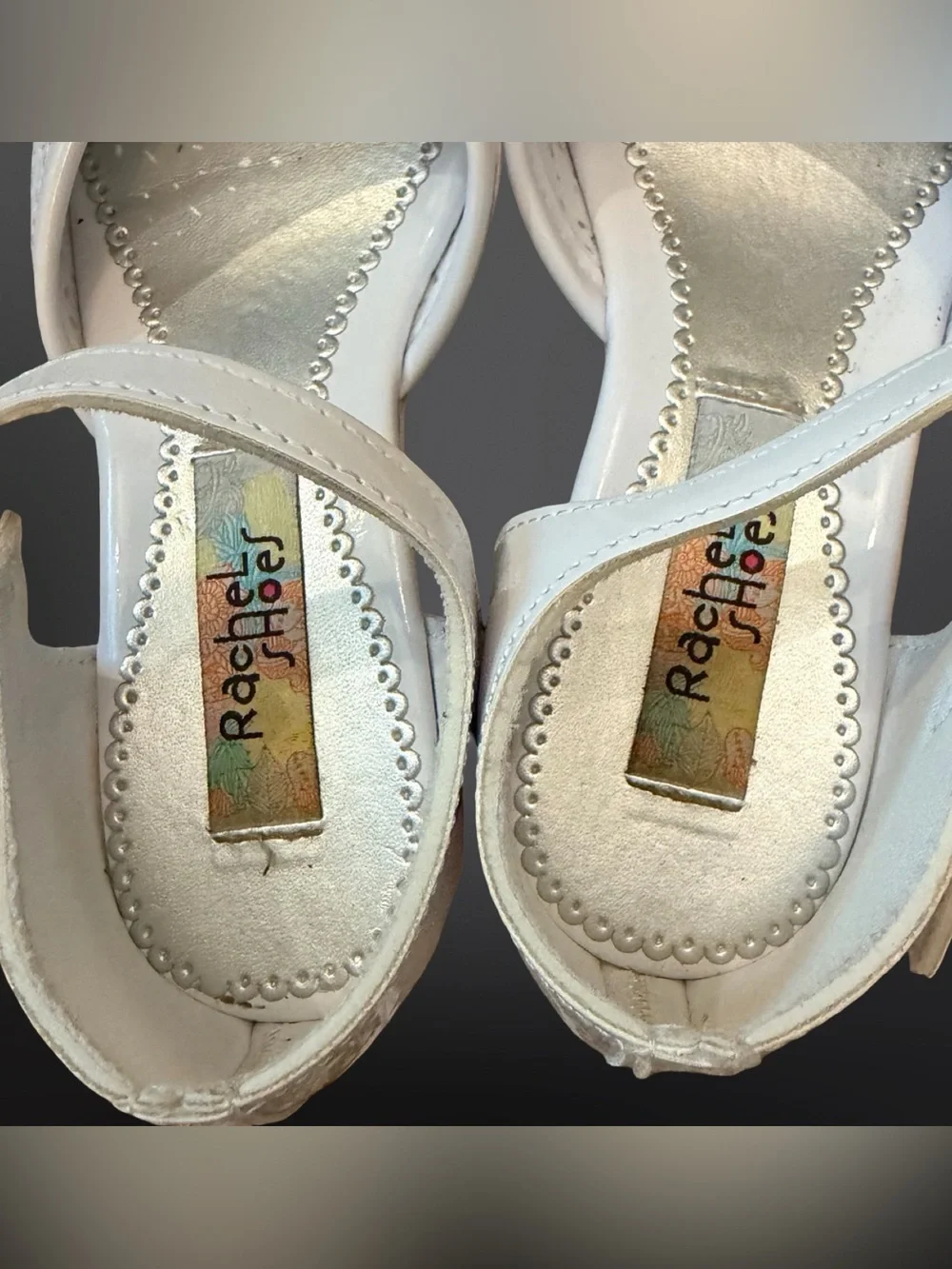 Rachel Girls White Perforated Floral Heels | Size 3